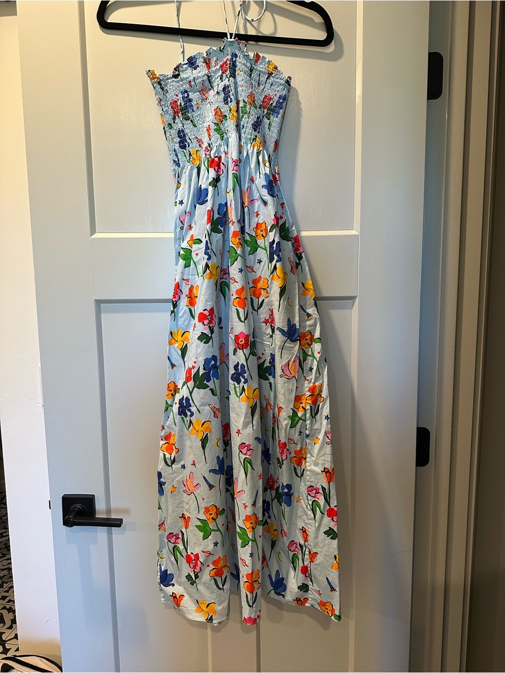 Hill House light blue floral smocked sundress